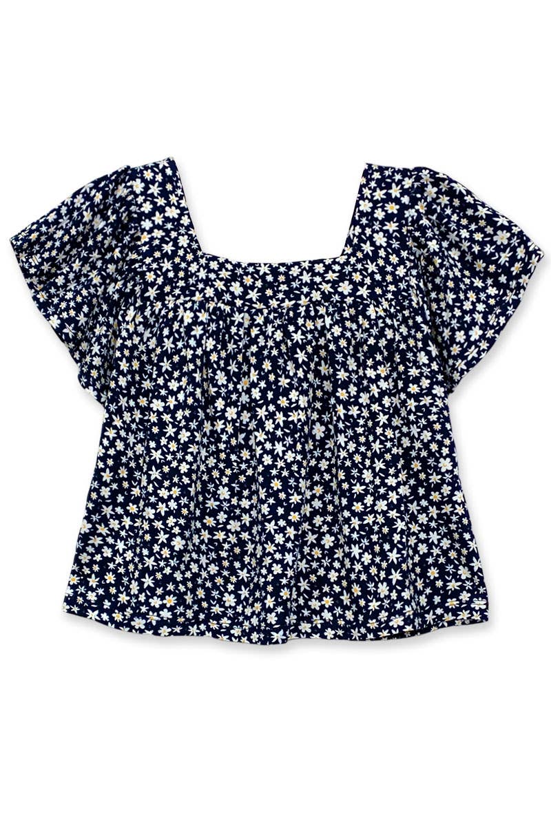 Girls Floral Flutter Sleeve Top | Pink Buttercup & Co.